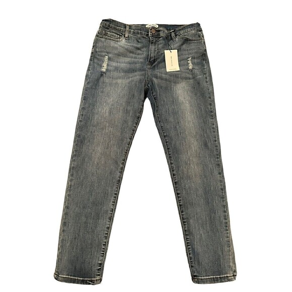 NWT Luna Nora Distressed Raw Hem Mid-Rise Skinny Denim Jeans size 16 - Picture 1 of 6